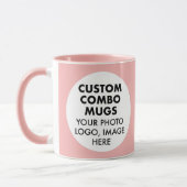 Ronde lijst 2 x foto logo roze aangepaste combinat mok (Links)