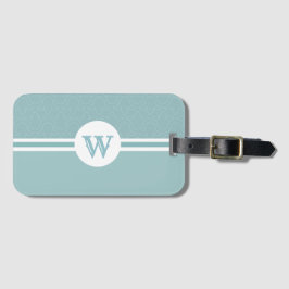 Ronde lijst aanpasbare monogram lichtblauwe flora bagagelabel