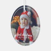 Ronde Lijst baby's eerste kerstfoto-versiering Glas Ornament (Voorkant links)