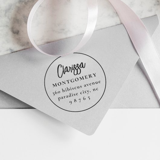 Ronde Lijst Boho aangepaste naam & retour adres Rubberstempel