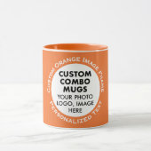 Ronde lijst foto + tekst oranje aangepaste combina mok (Midden)
