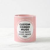 Ronde lijst foto + tekst roze blauw aangepaste com mok (Midden)