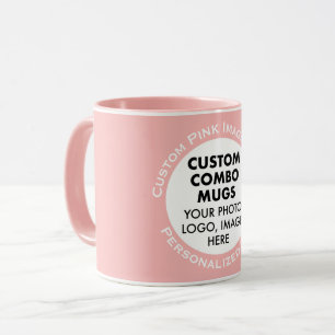 Ronde lijst foto + tekst roze blauw aangepaste com mok