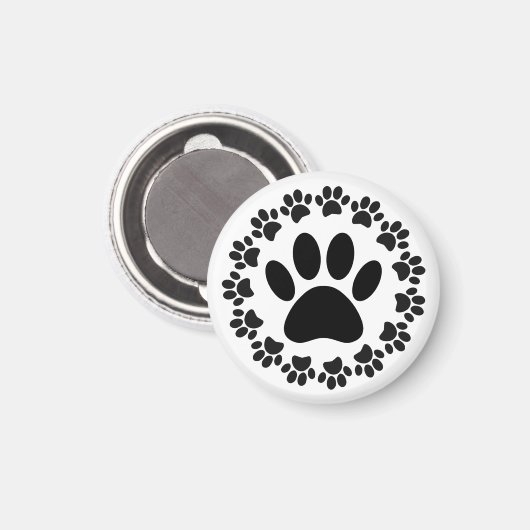 Ronde lijst hond pootafdruk patroon magneet (Voorkant / Achterkant)