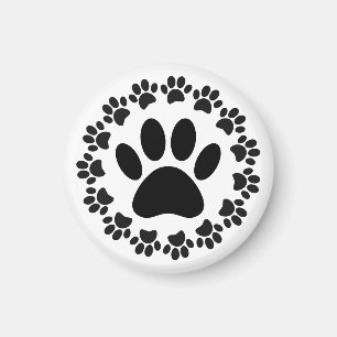 Ronde lijst hond pootafdruk patroon magneet