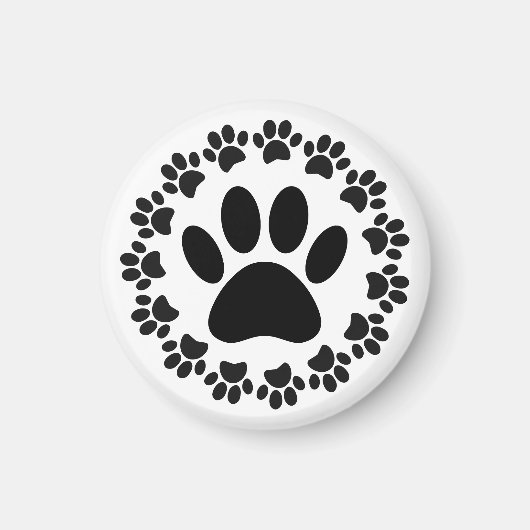 Ronde lijst hond pootafdruk patroon magneet (Voorkant)