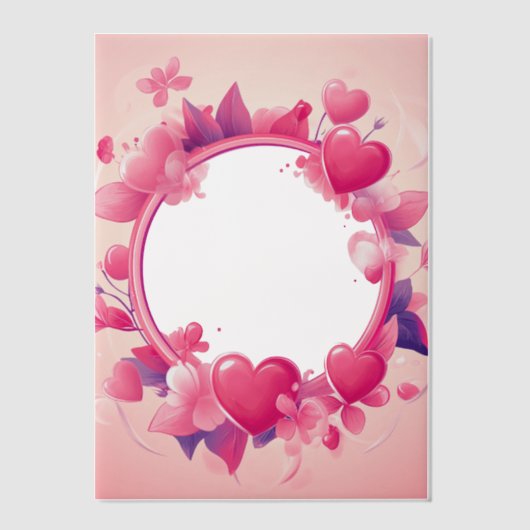 Ronde Lijst van Pink Hearts Vellum Uitnodigingen (Voorkant)