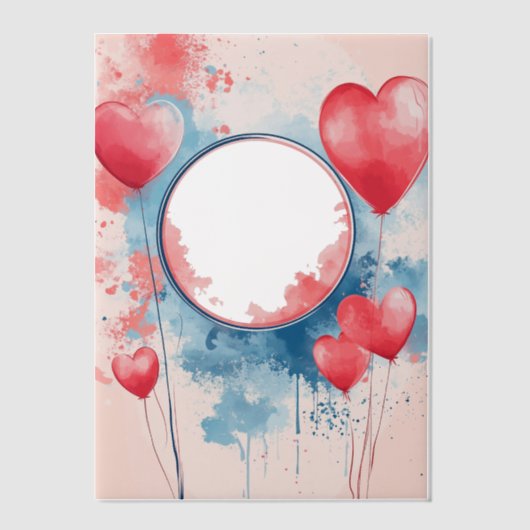 Ronde Lijst van Pink Hearts Vellum Uitnodigingen (Voorkant)