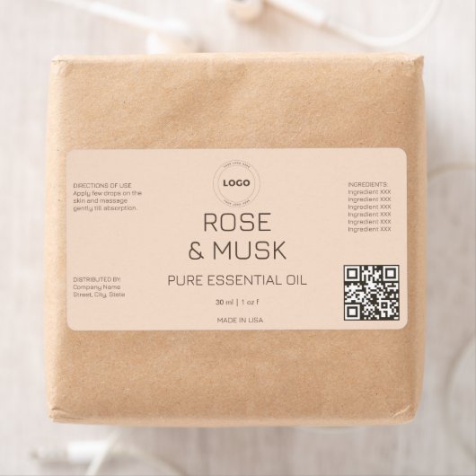 RONDE LOGO Cosmetische Olie Druppelfles met Qrcode Etiket (Insitu)