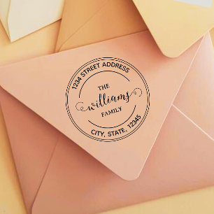Ronde Logo Familienaam Retour Adres Self-inkting Rubberstempel