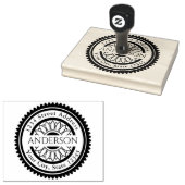Ronde Logo, familienaam Retouradres Groot Rubberstempel (Gestempeld)