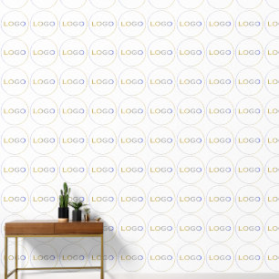 Ronde Logo Foto op Wit Eenvoudig Patroon Behang