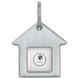 Ronde logo naam met pootafdruk huisdieren naamplaatje