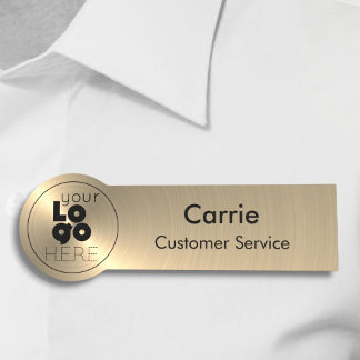 Ronde Logo Radiale metalen tag met goudnaam