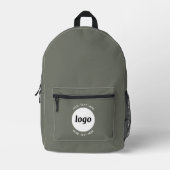 Ronde Logo Tekst Promotie Zakelijk Sage Groen Bedrukte Rugzak (Voorkant)