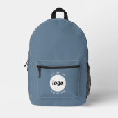 Ronde Logo Tekst Promotionele Business Blauw Grijs Bedrukte Rugzak (Voorkant)