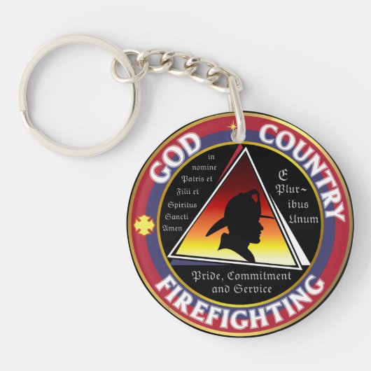 Ronde Logo van Red White Blue God Sleutelhanger (Voorkant)