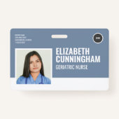 Ronde Logo Verpleegkundige Fotonaam Streepjescode  Badge (Voorkant)