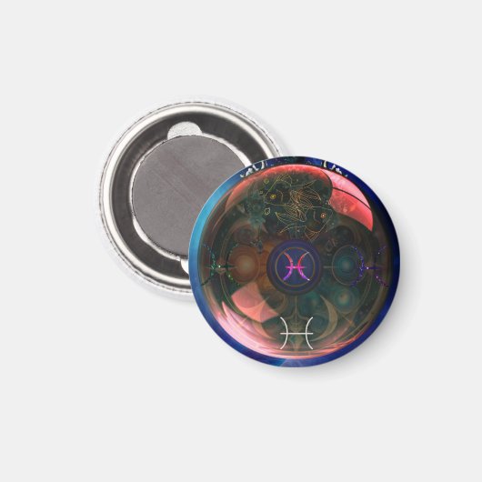 Ronde magneet- Dierenriem- Vissen Magneet (Voorkant / Achterkant)