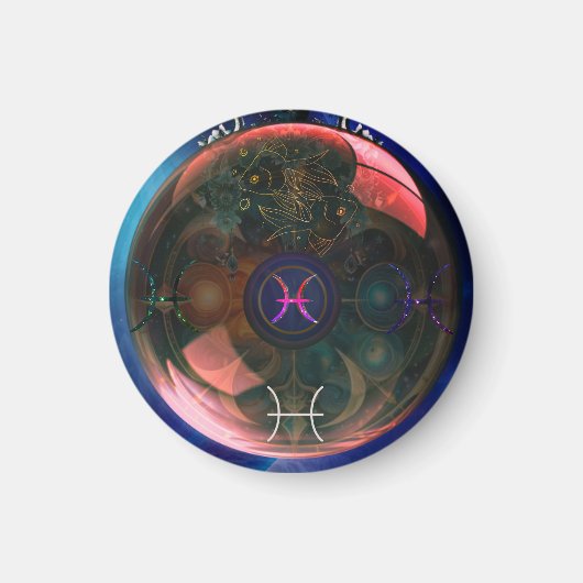 Ronde magneet- Dierenriem- Vissen Magneet (Voorkant)