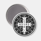 Ronde Magneet met Medaille van St. Benedictus, All (Voorkant / Achterkant)