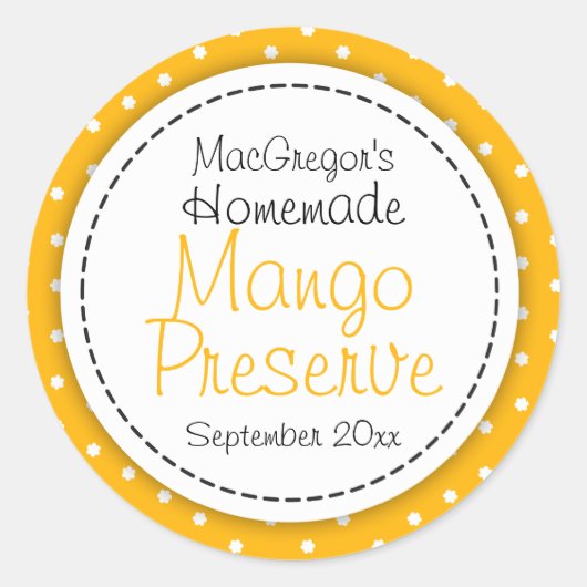 Ronde Mango conserveren of jam potje voedsellabel Sticker (Voorkant)