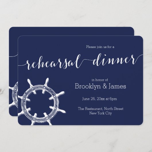 Ronde marineblauwe huwelijksproef uitnodigingen me (Voorkant / Achterkant)