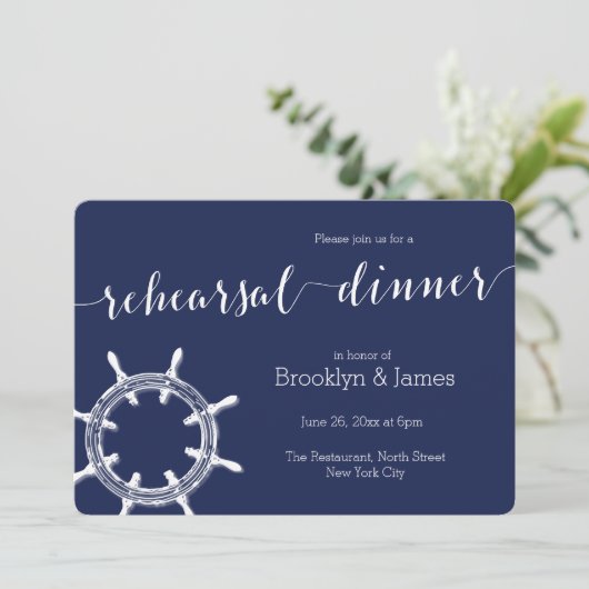 Ronde marineblauwe huwelijksproef uitnodigingen me (Staand voorkant)