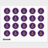Ronde-Masonic-stickers | Paarse en gouden Grote Lo Ronde Sticker (Vel)