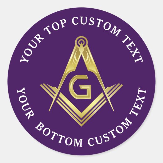 Ronde-Masonic-stickers | Paarse en gouden Grote Lo Ronde Sticker (Voorkant)