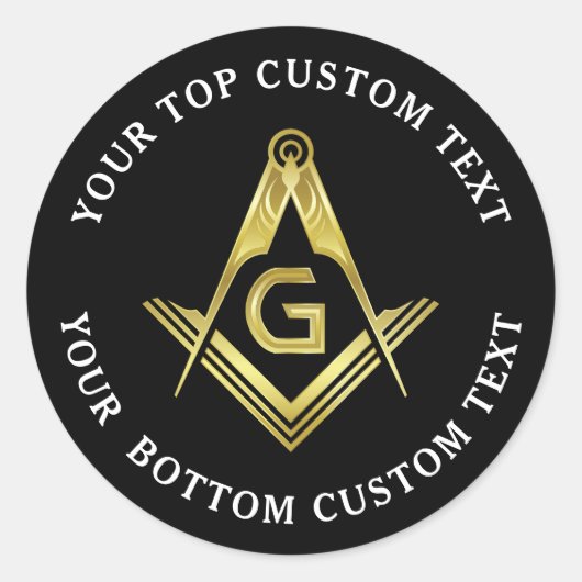 Ronde-Masonic-stickers | Zwarte goudpierkompas Ronde Sticker (Voorkant)