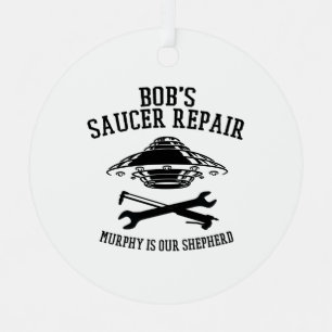 ronde metalen versiering met zwarte BSR-logo Ornament