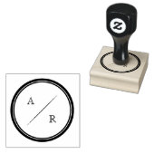 Ronde Minimalistische Initialen Monogram Rubber St Rubberstempel (Gestempeld)