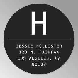 Ronde minimalistische zwart-wit retouradressticker ronde sticker