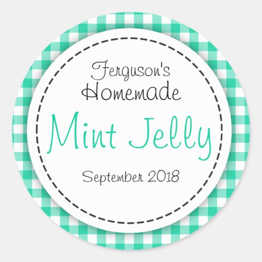 Ronde Mint Jelly groene jam potje top food label (Voorkant)