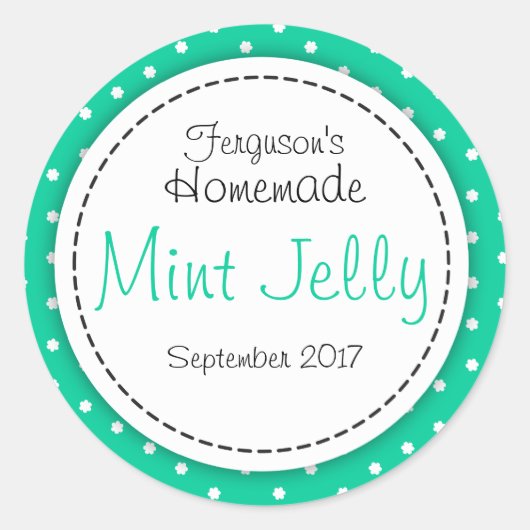 Ronde Mint Jelly groene jam potje voedsellabel Sticker (Voorkant)