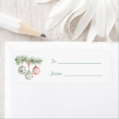 Ronde Mint Rode Witte Ornamenten Kerst Etiket (Insitu)