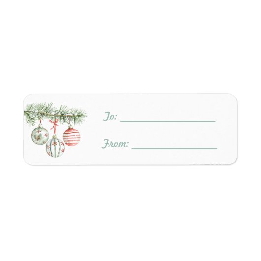 Ronde Mint Rode Witte Ornamenten Kerst Etiket (Voorkant)