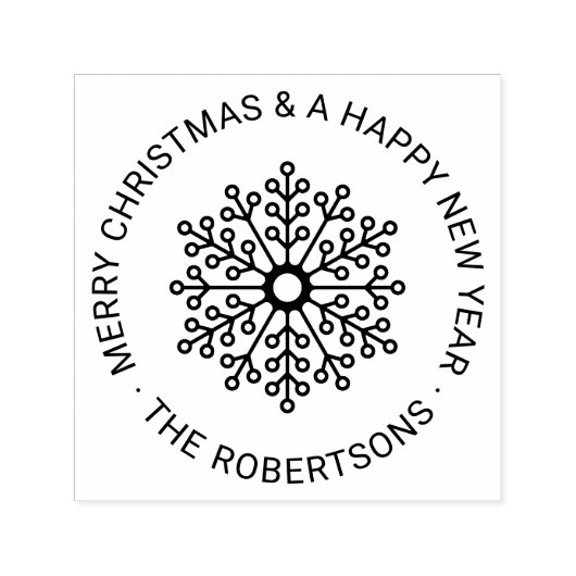 Ronde Moderne Sneeuwvlok Custom Vrolijk Kerstfeest Zelfinktende Stempel (Design)
