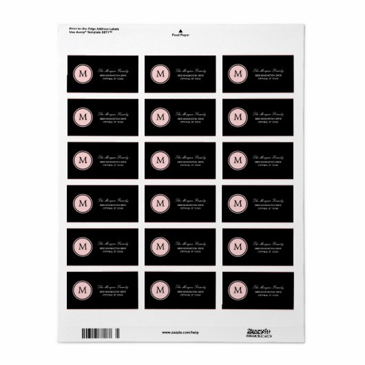 Ronde Monogram Adresetiketten Etiket (Full Sheet)