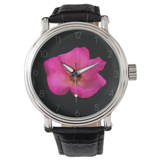 Ronde-Montre Rose met vilt Horloge (Voorkant)