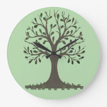 🌳 Ronde Muurklok Boom des Levens Lichtgroen