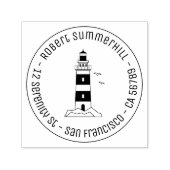 Ronde Nautical Zee Lighthouse Round Address 4 Zelfinktende Stempel (Design)
