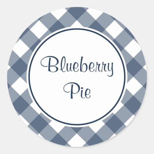 Ronde Navy Gingham Keuken Stickers (Voorkant)