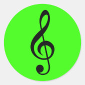 Ronde Neon Green Treble Clef Stickers (Voorkant)