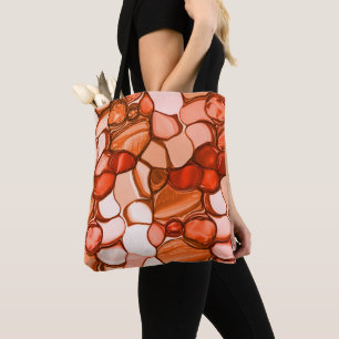 Ronde neven vormen zoals zaden, koraaltonen en roo tote bag