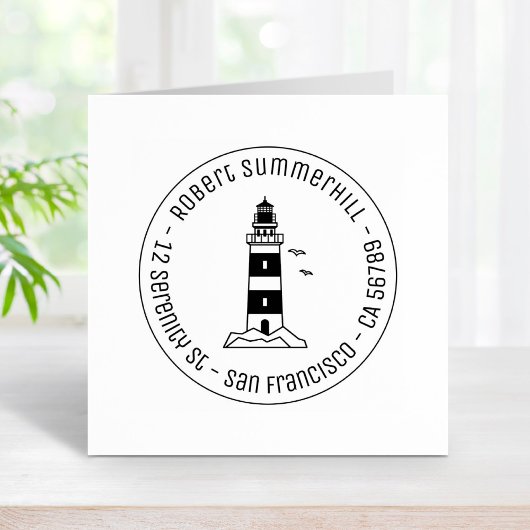 Ronde nr. 3 van de vuurtoren van het Zee Rubberstempel