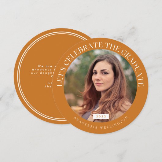 Ronde ochre Typografie 2022 Foto Afstuderen Kaart (Voorkant / Achterkant)