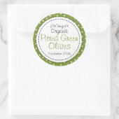 Ronde ontpitte groene olijven jam potje voedsellab ronde sticker (Tas)