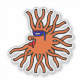 Ronde oranje zon met gezicht cartoon sticker (Voorkant)